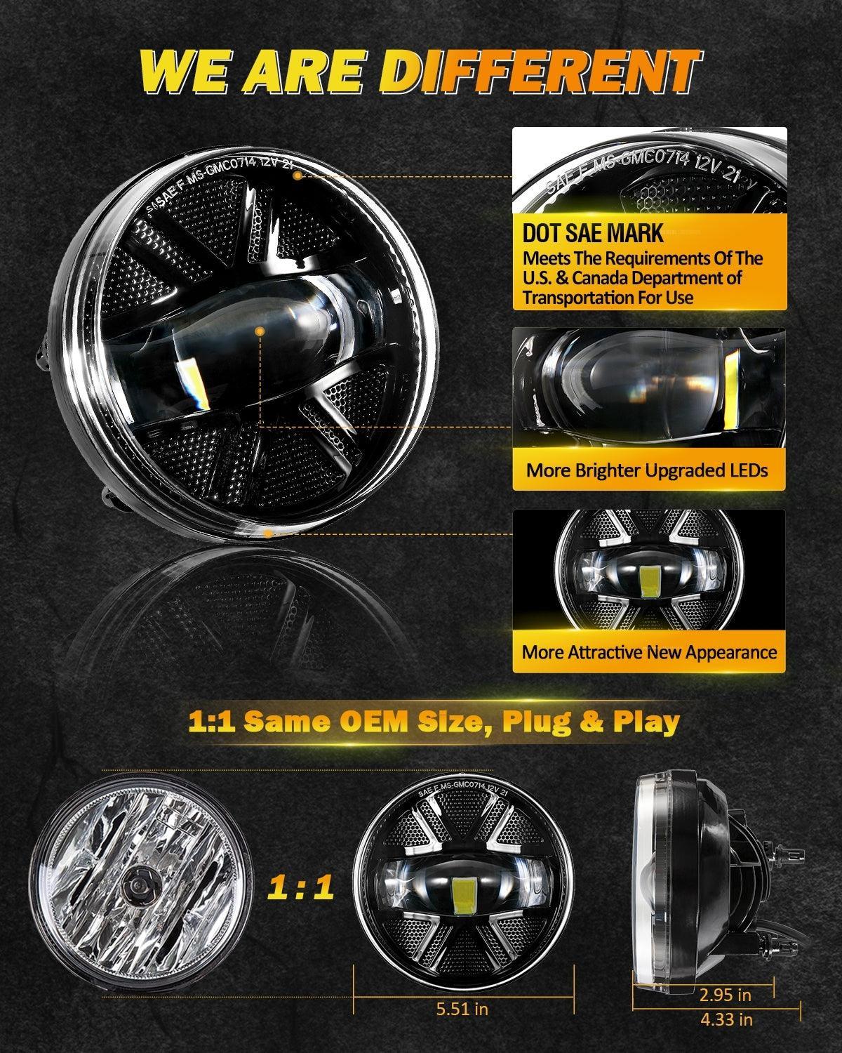 (2pcs/set) 48W LED Fog Lights DOT Approved For 2007-2013 GMC Sierra 1500 / 2007-2014 Sierra 2500HD 3500HD (Black) - Image 3