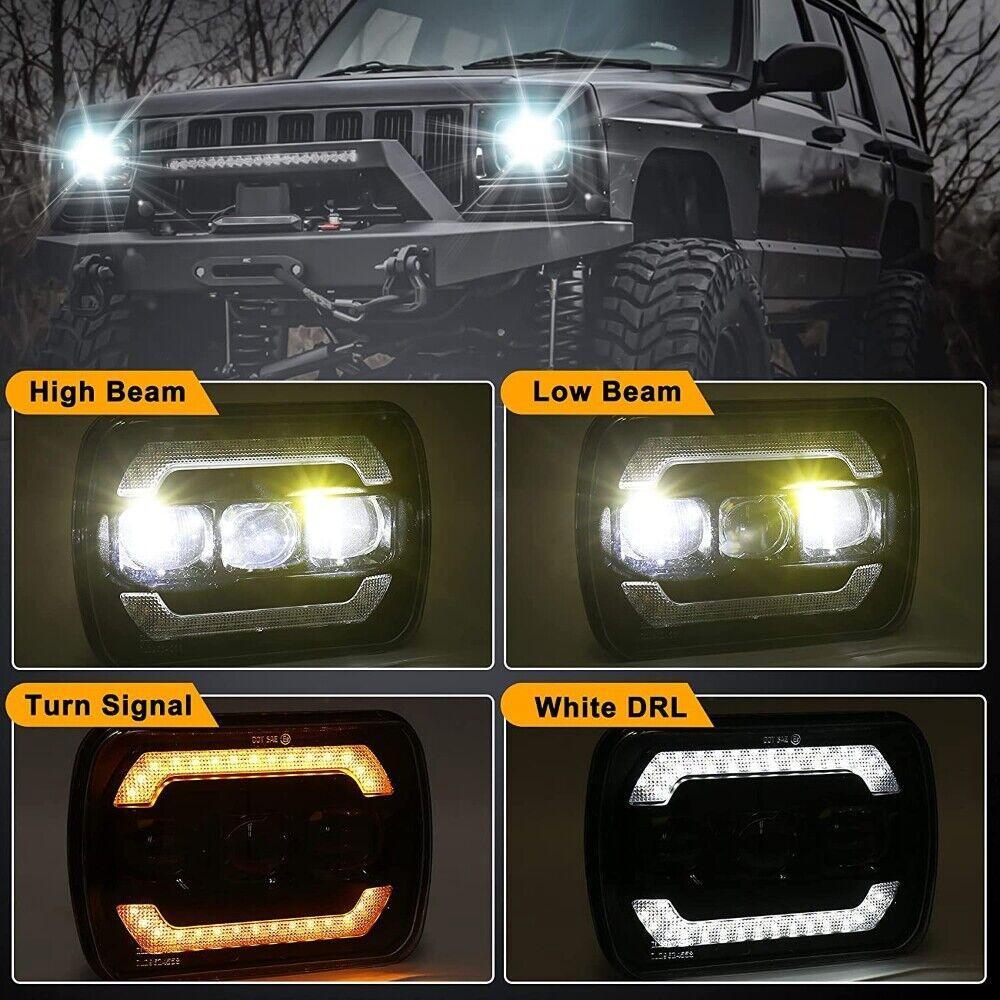 (2pcs/set) 7x6 Inch Sealed Beam LED Headlights with Hi-Lo Beam Yellow Turn Signal White DRL Lamps - Image 3