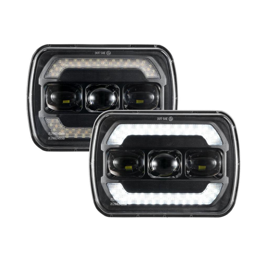 (2pcs/set) 7x6 Inch Sealed Beam LED Headlights with Hi-Lo Beam Yellow Turn Signal White DRL Lamps - Image 9