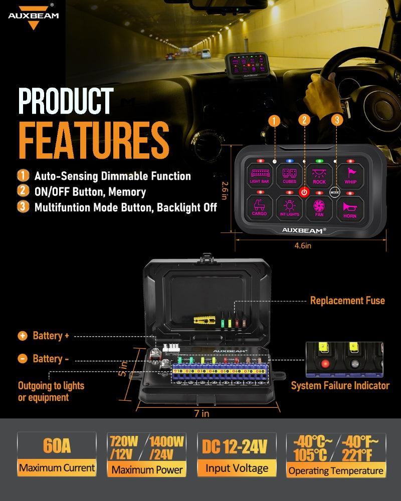 AUXBEAM AR-800 RGB Switch Panel, Off Road Lights Controller - Image 4