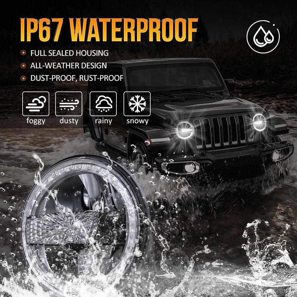 (2pcs/set) 7 Inch 90W DOT Approved LED Headlights with Halo Ring DRL & High Low Beam for Jeep Wrangler JK TJ LJ CJ - Image 8