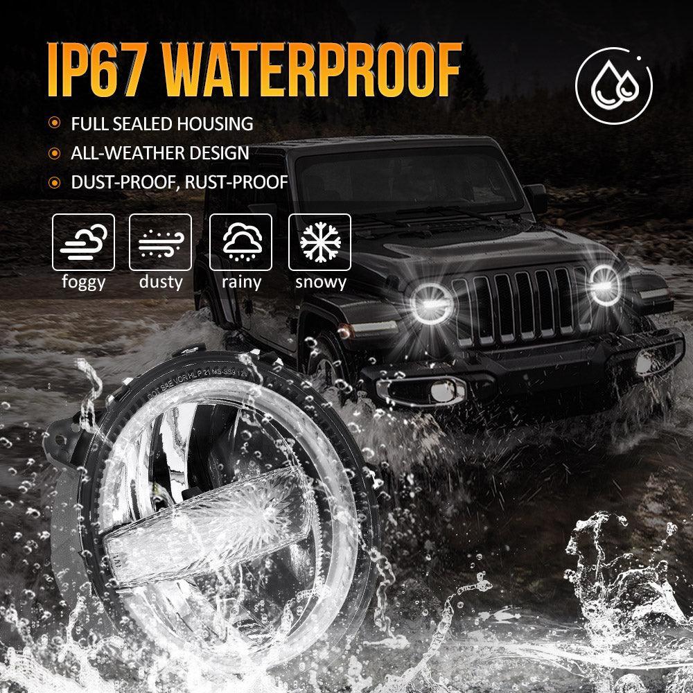 (2pcs/set) 9 Inch 120W DOT Approved LED Headlights with Halo Ring DRL & High Low Beam for 2018-2021 Jeep JL JLU Gladiator JT - Image 8