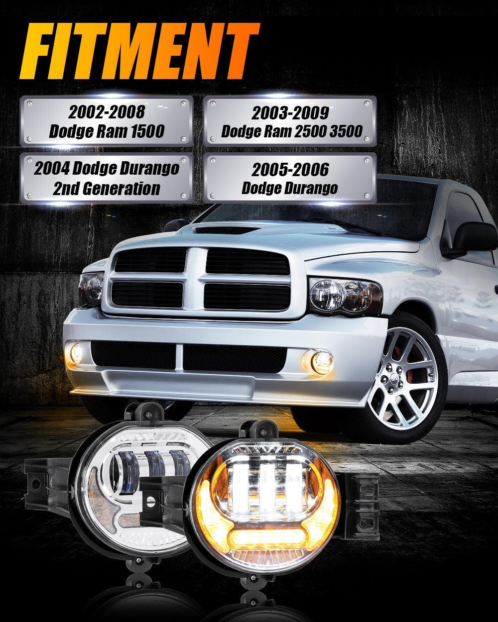 (2pcs/set) LED Fog Light Assembly w/ DRL+ Turn Signal Light for Dodge Ram 1500 2002-2008, Dodge Ram 2500/3500 2003-2009(Chrome) - Image 3