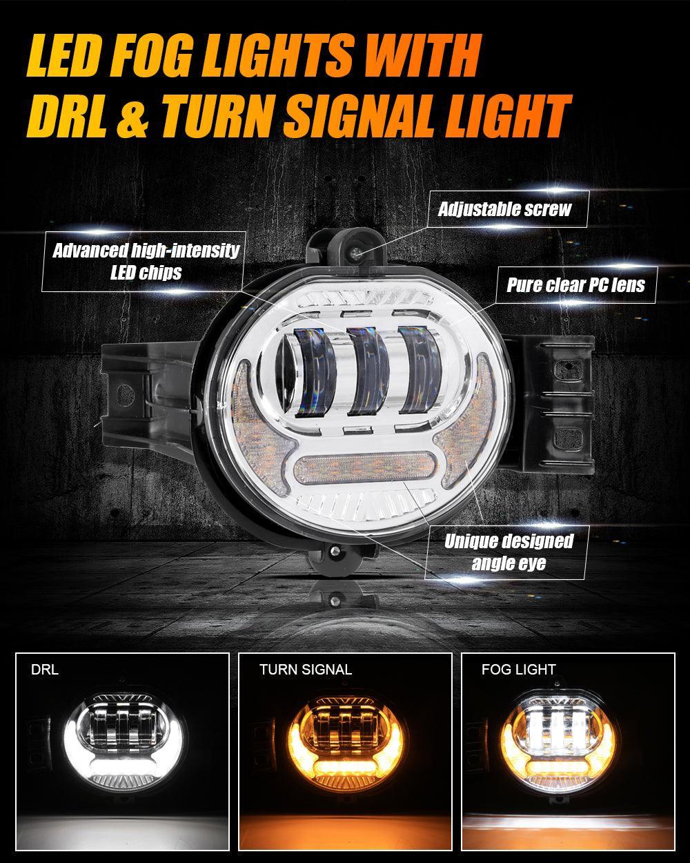 (2pcs/set) LED Fog Light Assembly w/ DRL+ Turn Signal Light for Dodge Ram 1500 2002-2008, Dodge Ram 2500/3500 2003-2009(Chrome) - Image 4
