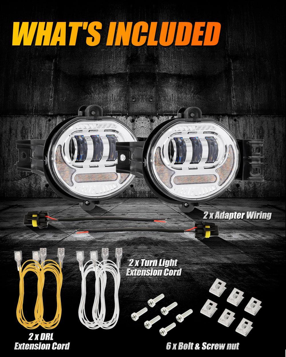 (2pcs/set) LED Fog Light Assembly w/ DRL+ Turn Signal Light for Dodge Ram 1500 2002-2008, Dodge Ram 2500/3500 2003-2009(Chrome) - Image 6