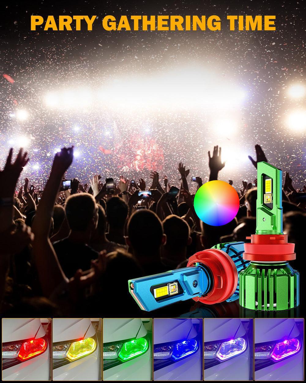 🆕R7 Series 25000LM 70W RGB Remote Control LED Headlight Bulb/DRL/Fog Light - Image 10