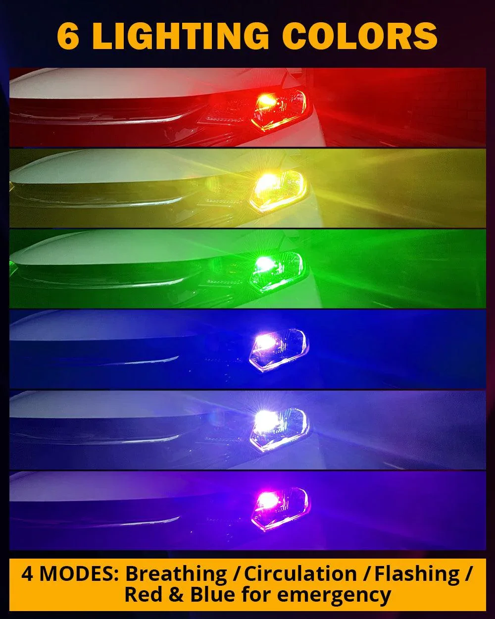 🆕R7 Series 25000LM 70W RGB Remote Control LED Headlight Bulb/DRL/Fog Light - Image 4