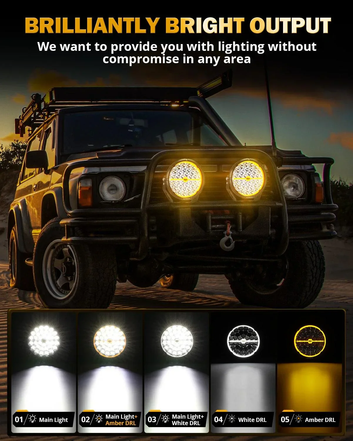 RAY-L Series | 9 Inch 318W 34180LM Dual DRL Offroad LED Driving Lights - Image 4