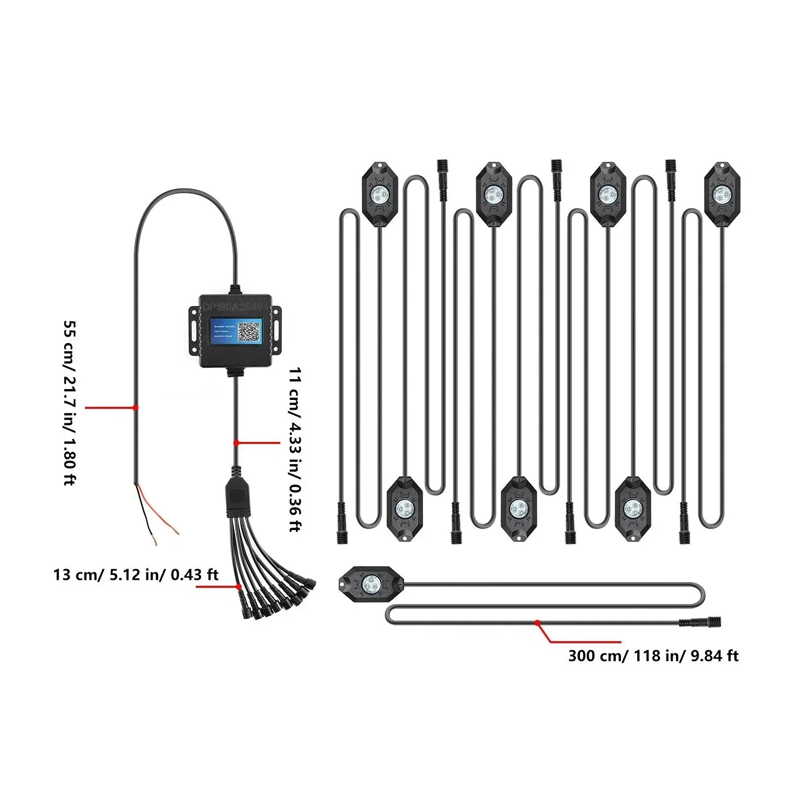 RGB LED Rock Light Set with Bluetooth Controller for GMC Sierra AT4 GMC Sierra 1500/2500/3500 - Image 10