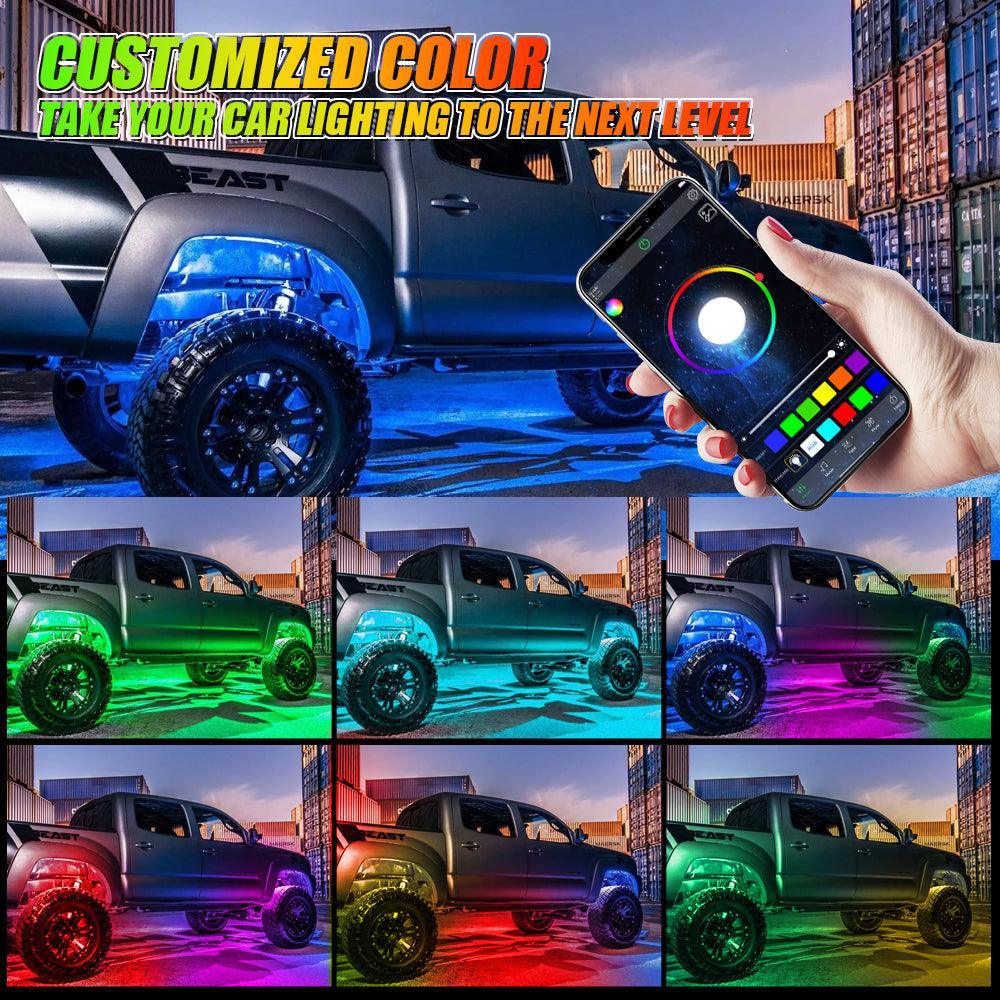 Magic Dream Color RGB Underglow Lights LED Strip Lights Kit with Bluetooth APP & Wireless Remote Control with Brake Light Function for ATV UTV - Image 11