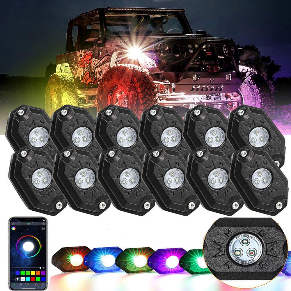 (4Pcs/8Pcs/12Pcs Set) RGB LED Rock Light Set with Bluetooth Controller - Image 18