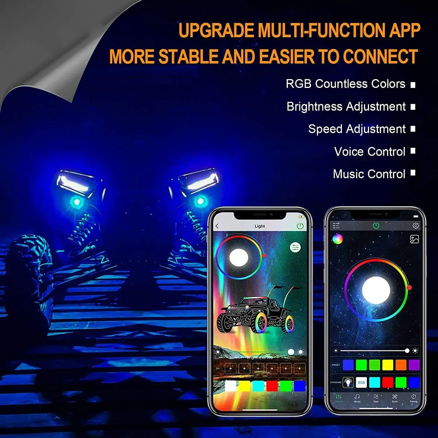 (4Pcs/8Pcs/12Pcs Set) RGB LED Rock Light Set with Bluetooth Controller - Image 8