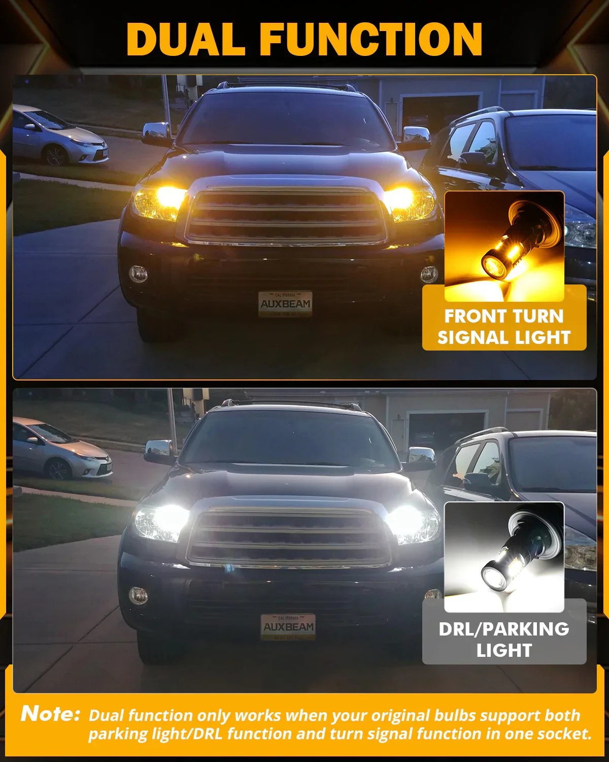 (2pcs/set) White&Amber Switchback Bake/Reverse/Tail Light LED Bulbs with Canbus-Decode - Image 6