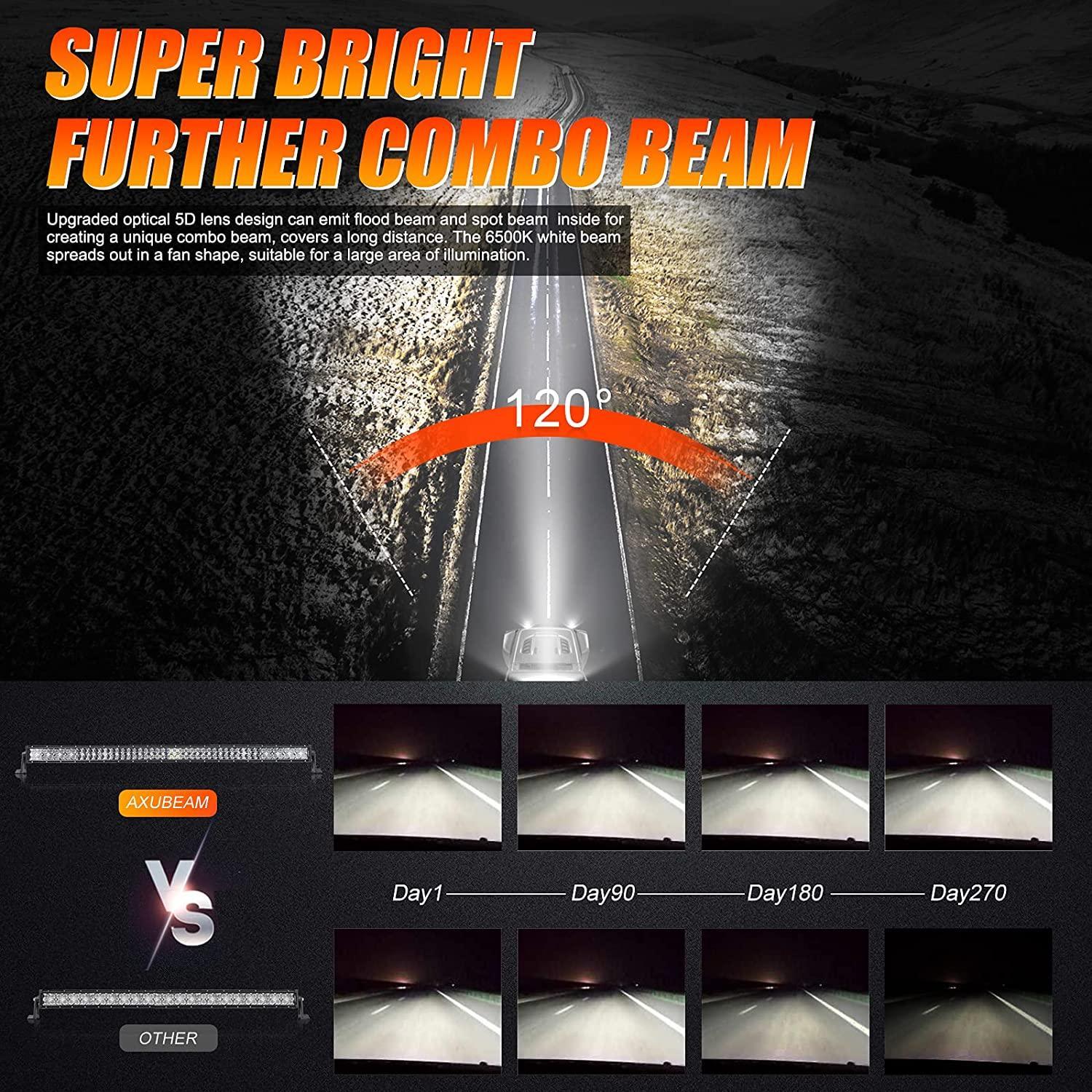 5D Series 22 Inch/32 Inch/42 Inch/50 Inch/52 Inch Combo Beam Straight/Curved Double Row LED Light Bar - Image 3