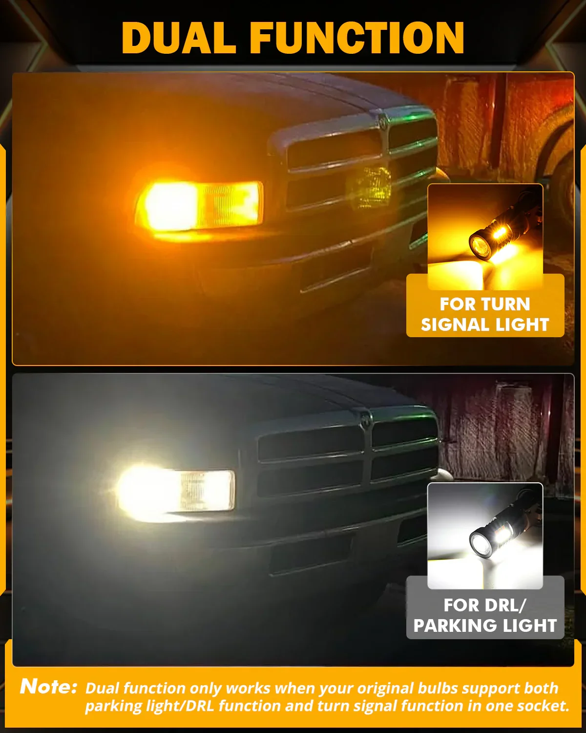 T20 7443 7440 LED Front Turn Signal & DRL Light Bulbs 400% High Brightness Dual Color Switchback White & Amber B1B Series | 2 Bulbs - Image 5
