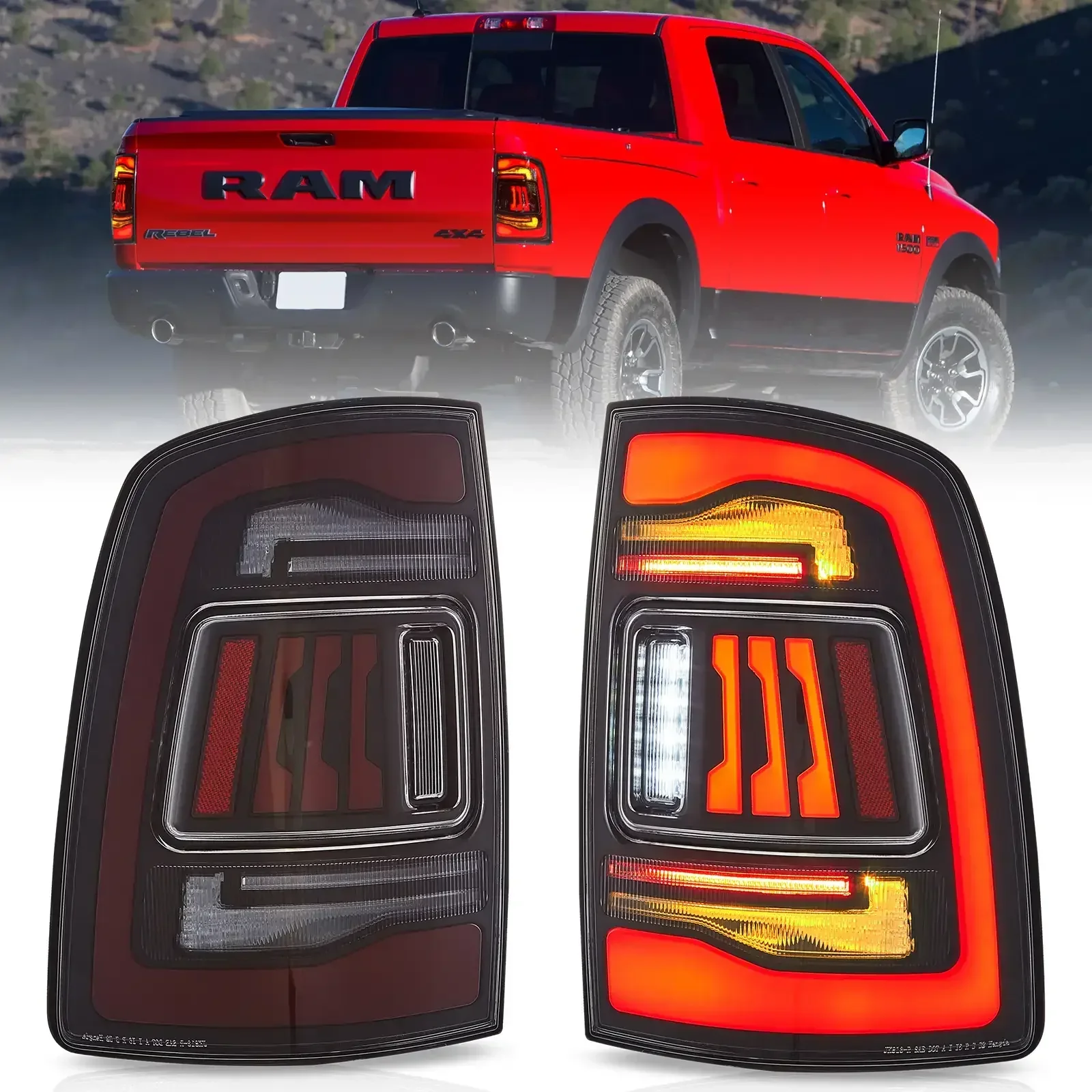 Upgrade LED Tail Lights Assembly With Amber Turn Signal For 2009-2018 Dodge Ram - Image 11