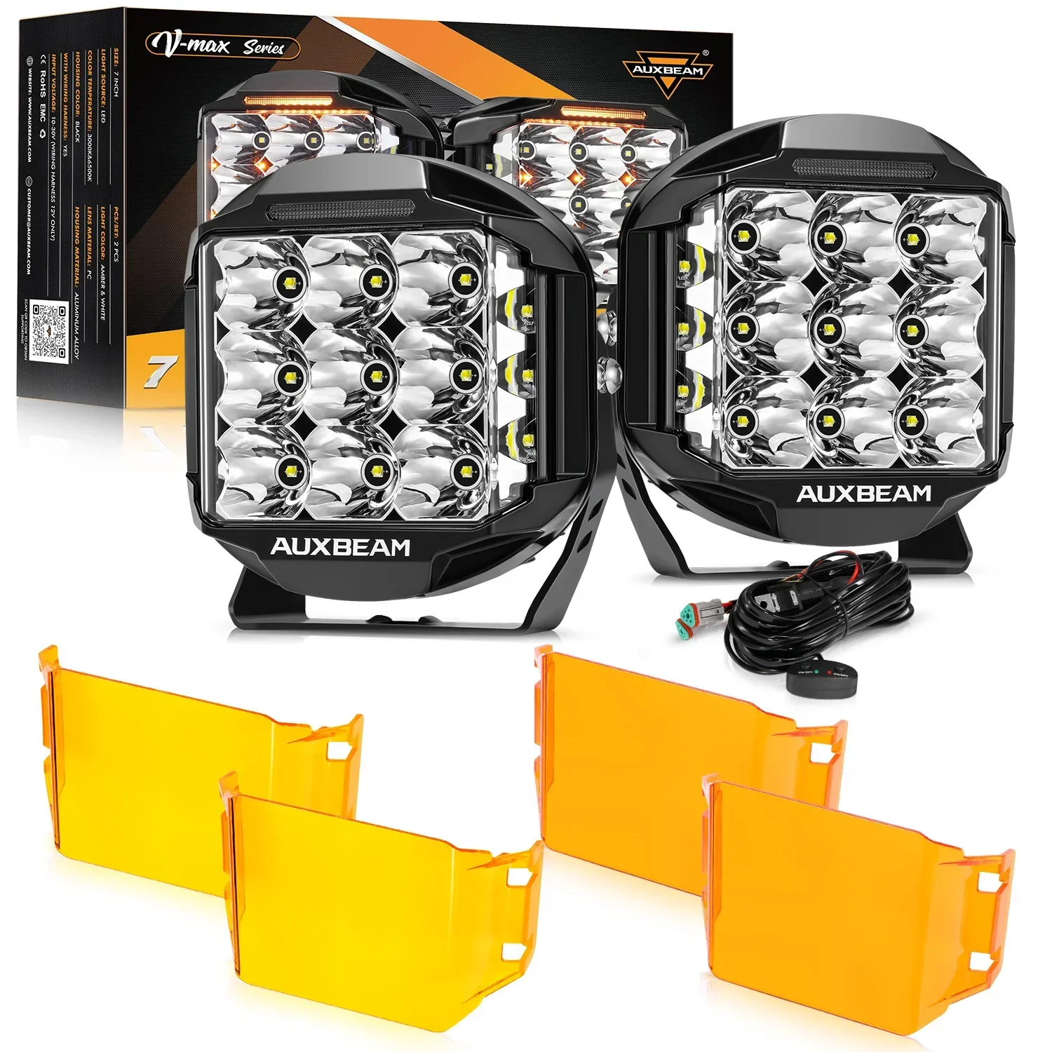 V-MAX Series | 7 Inch 228W 26100LM Spot Beam Side Shooter LED Round Driving Lights with Amber DRL&Backlight - Image 13