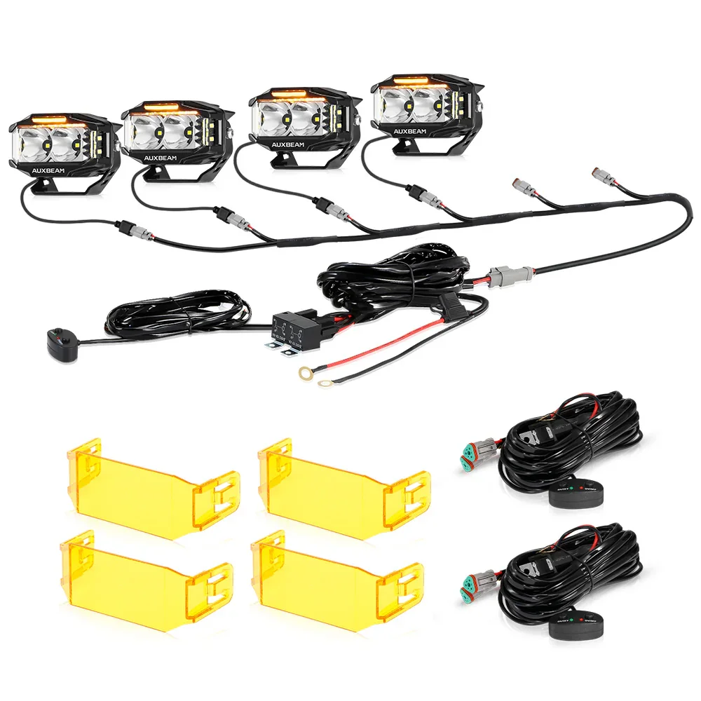 V-MAX Series | 4 Inch 72W 6960LM Spot Beam Side Shooter LED Rectangular Pod Lights with Amber DRL - Image 11