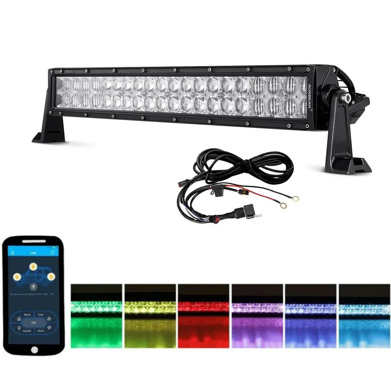 22"/32"/42" V-Series RGB Straight/Curved 5D lens Combo Beam Double Row LED Light Bar for 2002 Ford F150 - Image 21