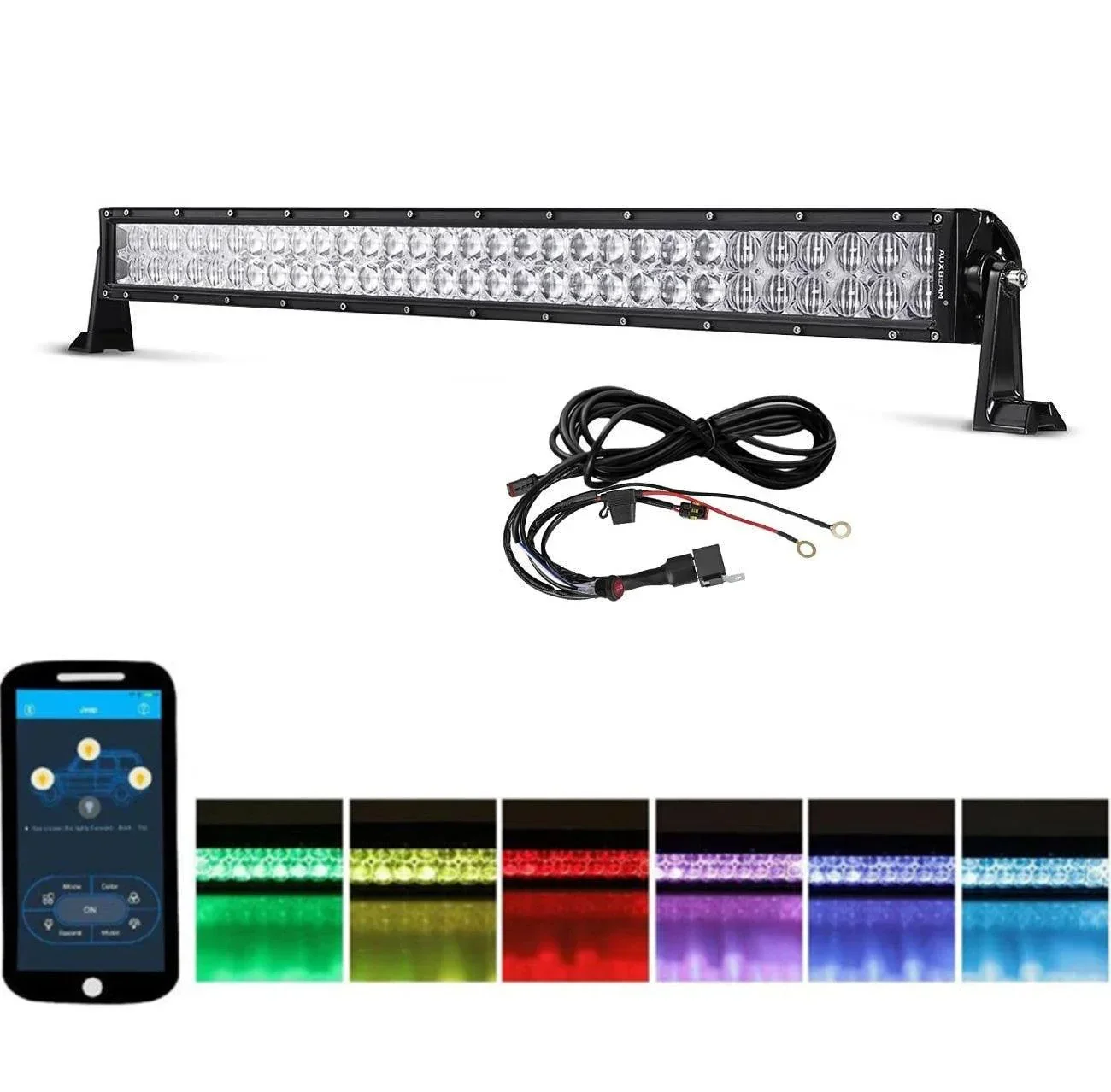 22"/32"/42" V-Series RGB Straight/Curved 5D lens Combo Beam Double Row LED Light Bar for 2002 Ford F150 - Image 22
