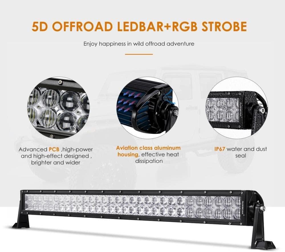 22"/32"/42" V-Series RGB Straight/Curved 5D lens Combo Beam Double Row LED Light Bar for 2002 Ford F150 - Image 9