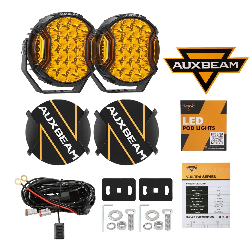 V-ULTRA Series | 9 Inch 300W LED Side Shooter Amber Driving Lights with Amber DRL - Image 10