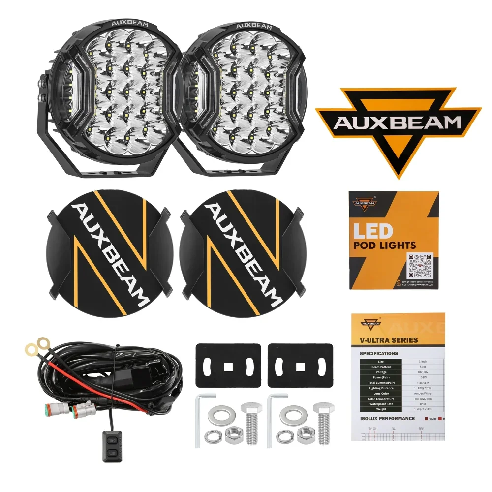 V-ULTRA Series | 9 Inch 300W LED Side Shooter White Driving Lights with Amber DRL - Image 9