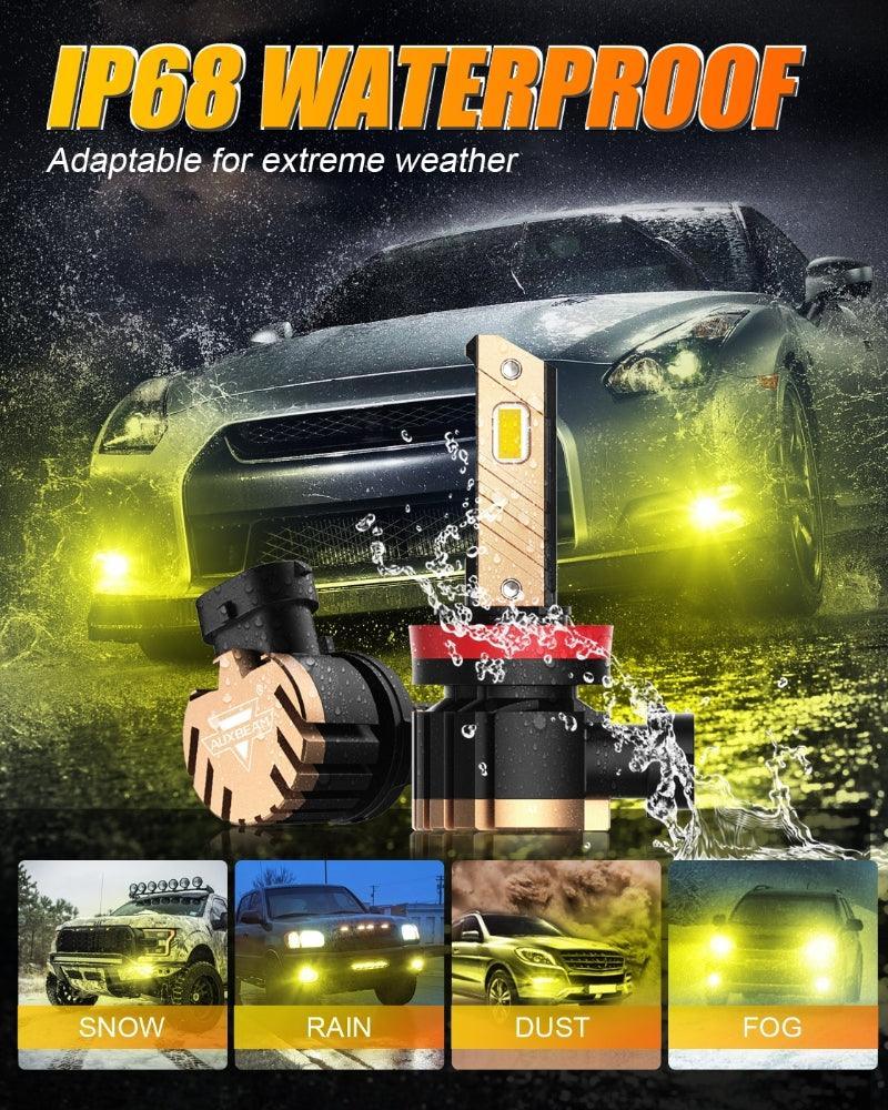 H11 H9 H8 H16JP LED FOG Light/DRL Bulbs 44W 8000LM 3000K Golden Yellow Z3 Series | 2 Bulbs - Image 3