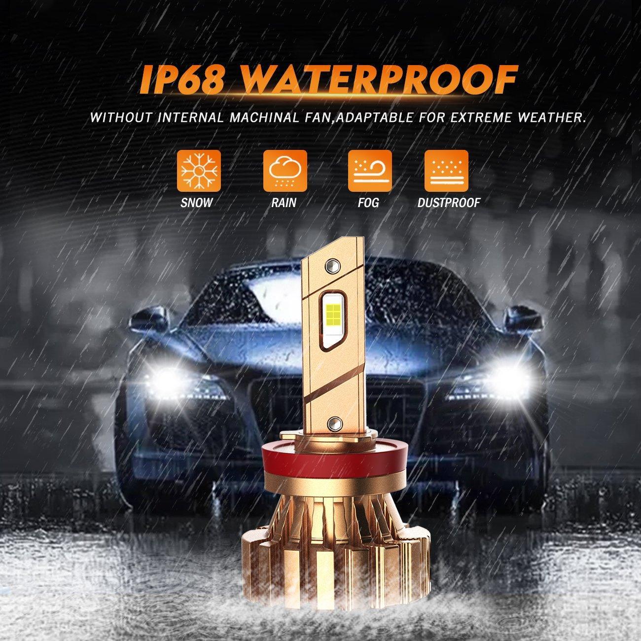 H11 LED Fog Light Bulbs 44W 4000LM X60 Series Fanless 6500K Cool White | 2 Bulbs - Image 6