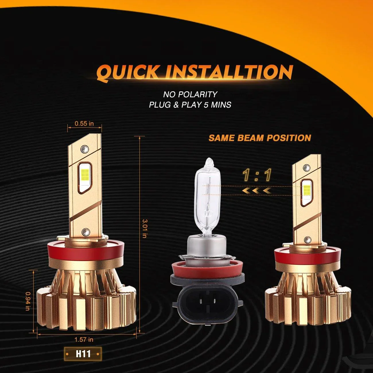 H11 LED Fog Light Bulbs 44W 4000LM X60 Series Fanless 6500K Cool White | 2 Bulbs - Image 7