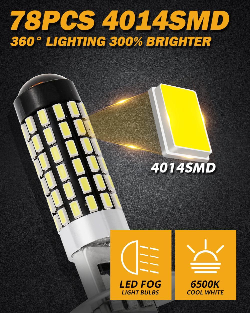 H1 LED Fog Light/DRL Bulbs 6W 2000ML 6500K White | 2 Bulbs - Image 3