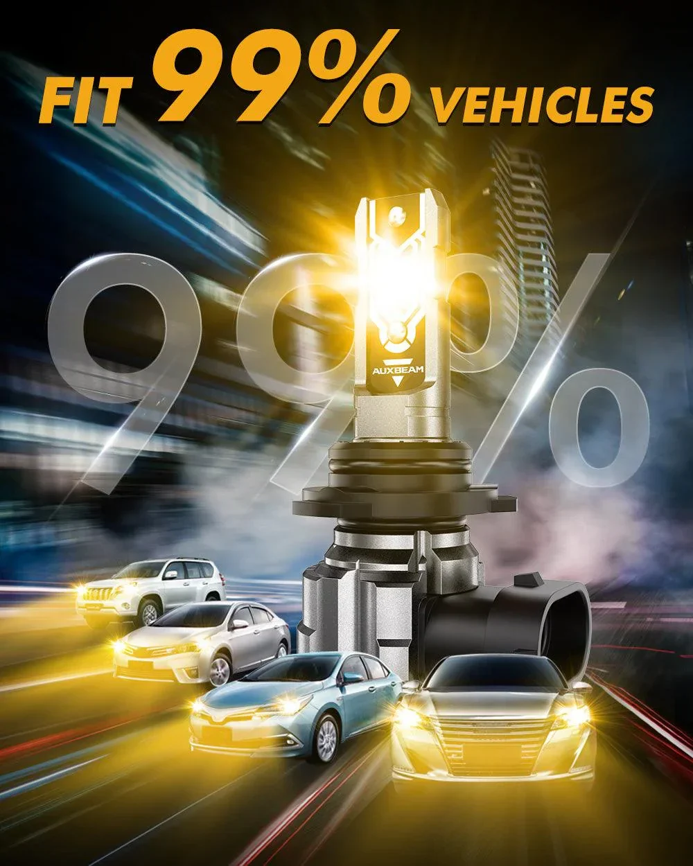 🆕9006 HB4 LED Fog Light/DRL Bulbs 50W 10000LM 3000K Amber Yellow Q5 Series | 2 Bulbs - Image 6
