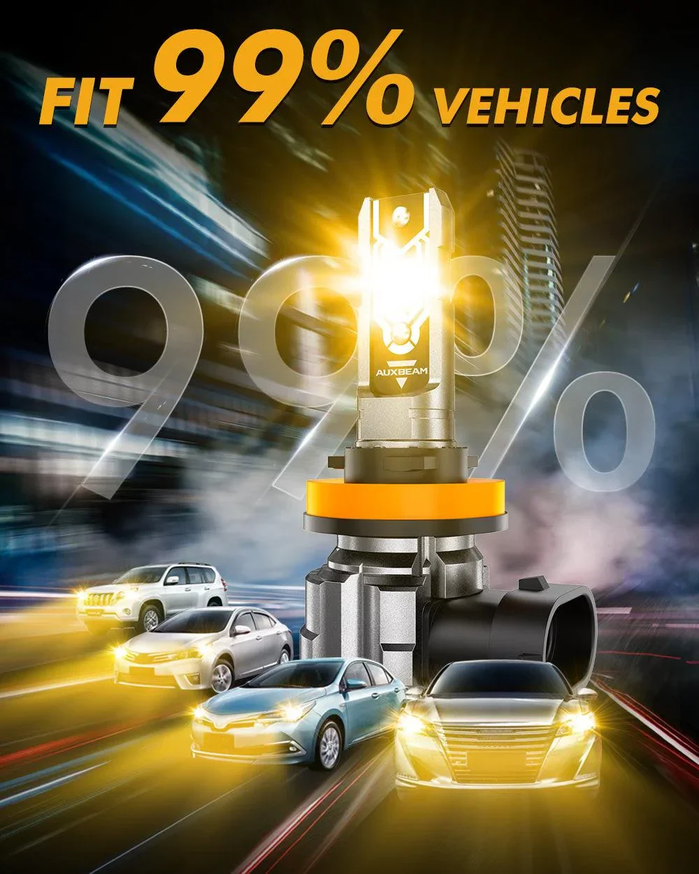 🆕H11 H9 H8 H16JP LED FOG Light/DRL Bulbs 50W 10000LM 3000K Amber Yellow Q5 Series | 2 Bulbs - Image 6