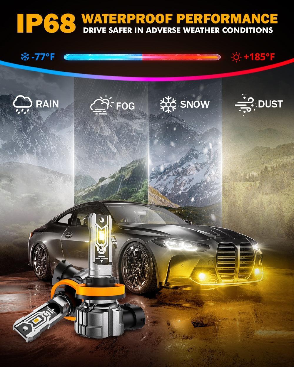 🆕H11 H9 H8 H16JP LED FOG Light/DRL Bulbs 50W 10000LM 3000K Amber Yellow Q5 Series | 2 Bulbs - Image 7