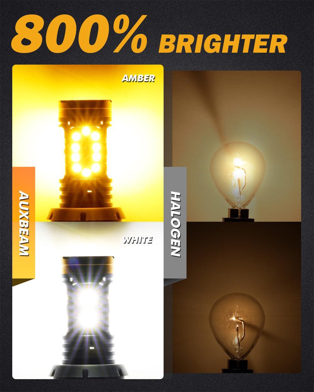 🆕T25 3157 3156 LED Front Turn Signal & DRL Light Bulbs 800% High Brightness CAN-Bus Error Free Dual Color Switchback White & Amber B31 Series | 2 Bulbs - Image 4