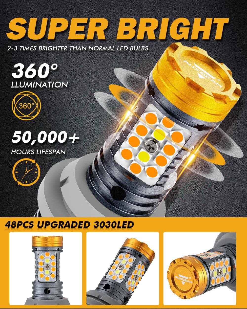 🆕1157 BAY15D LED Front Turn Signal & DRL Light Bulbs 800% High Brightness CAN-Bus Error Free Dual Color Switchback White & Amber B31 Series | 2 Bulbs - Image 3