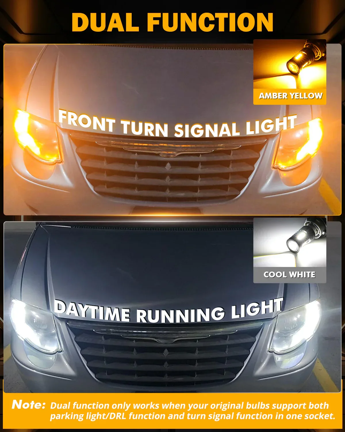 1157 BAY15D LED Front Turn Signal & DRL Light Bulbs 400% High Brightness Dual Color Switchback White & Amber B1B Series | 2 Bulbs - Image 7