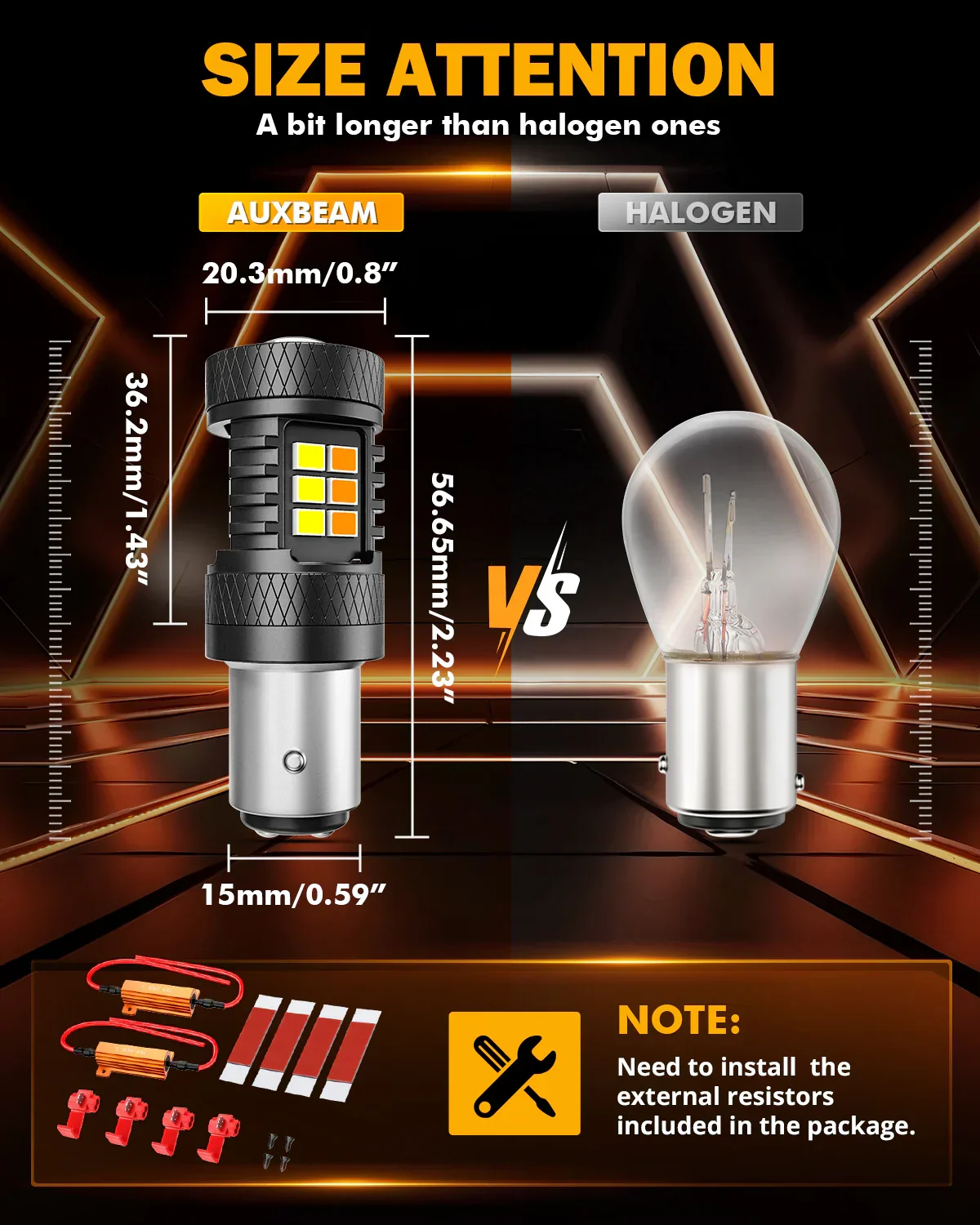 1157 BAY15D LED Front Turn Signal & DRL Light Bulbs 400% High Brightness Dual Color Switchback White & Amber B1B Series | 2 Bulbs - Image 9