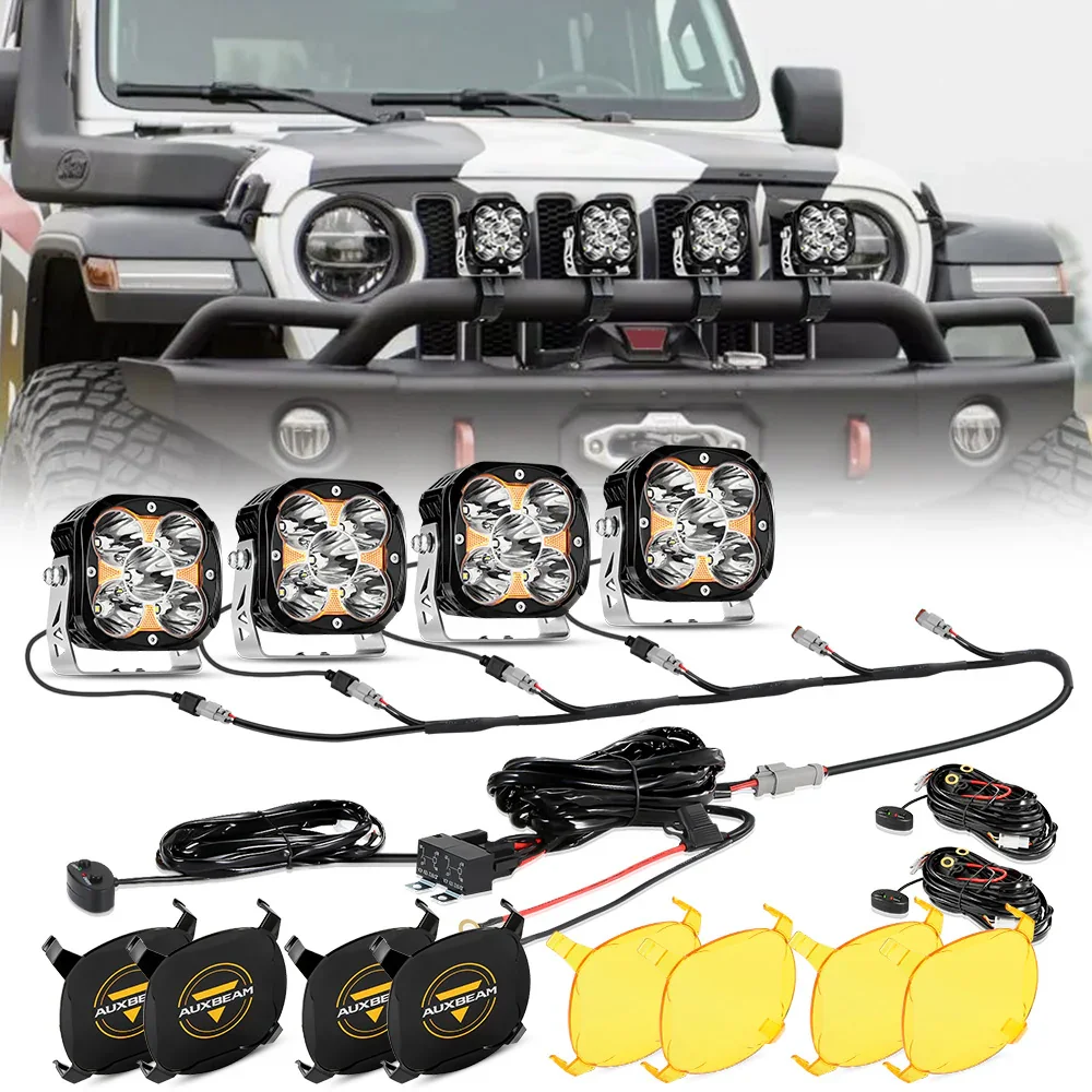 XP-ULTRA Series 4.5 Inch 128W 15200LM Spot Beam LED Pod Lights Off Road Lights with Amber DRL - Image 12