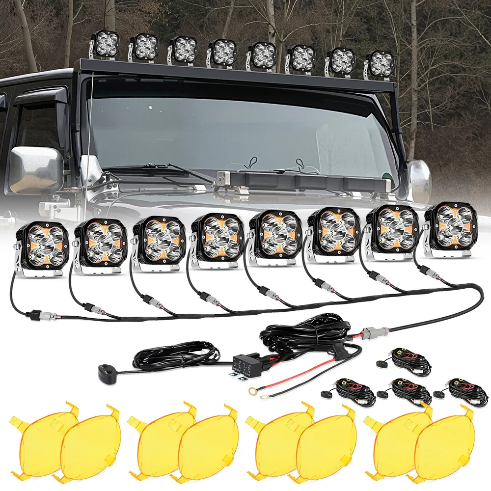 XP-ULTRA Series 4.5 Inch 128W 15200LM Spot Beam LED Pod Lights Off Road Lights with Amber DRL - Image 15