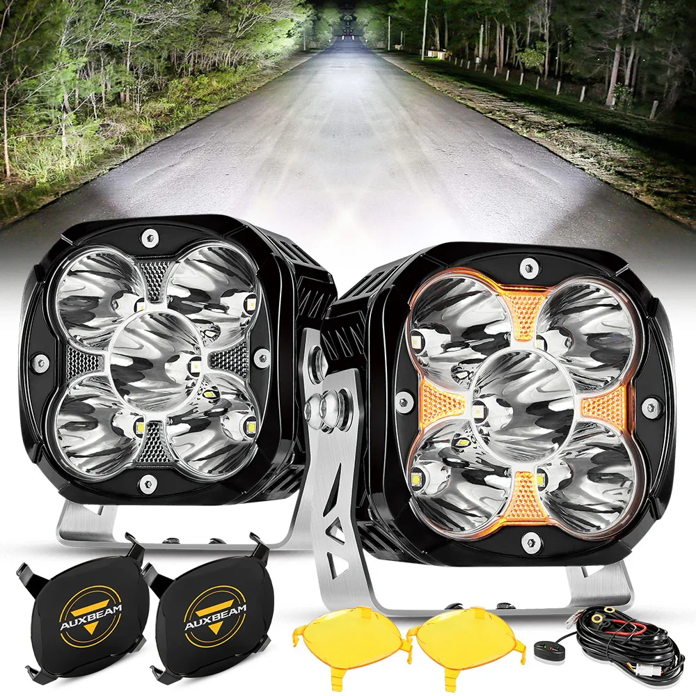 XP-ULTRA Series 4.5 Inch 128W 15200LM Spot Beam LED Pod Lights Off Road Lights with Amber DRL - Image 17