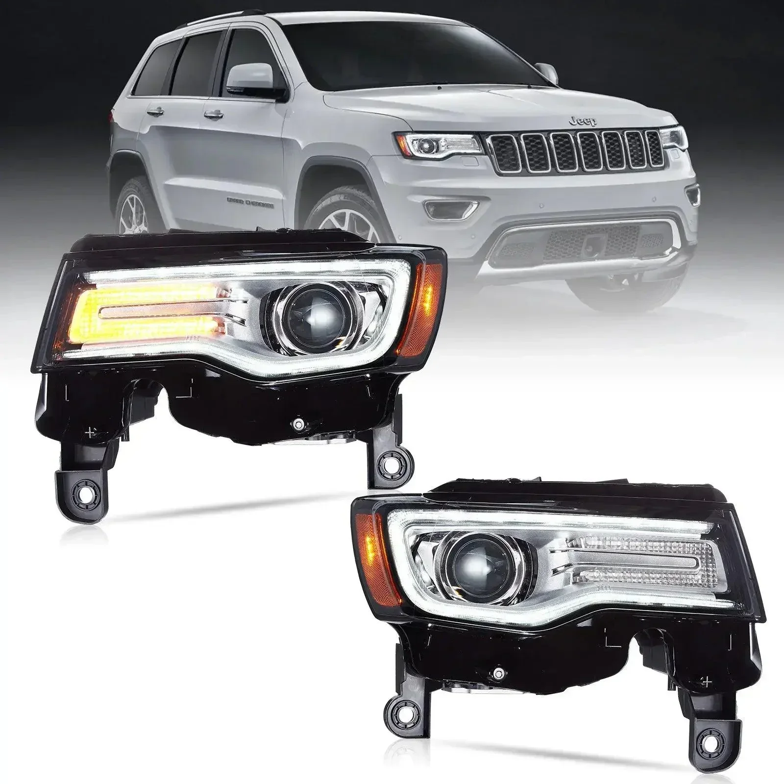 LED Headlight Assembly Full LED With Startup Animation/ Blue DRL For 2014-2022 Jeep Grand Cherokee (WK2) - Image 7