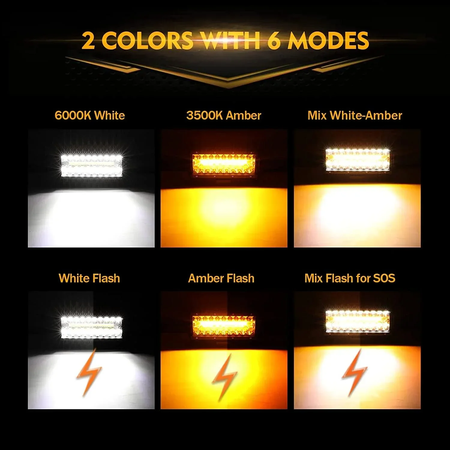 6 Modes Series 7 Inch 150W White&Amber LED Light Bar - Image 3