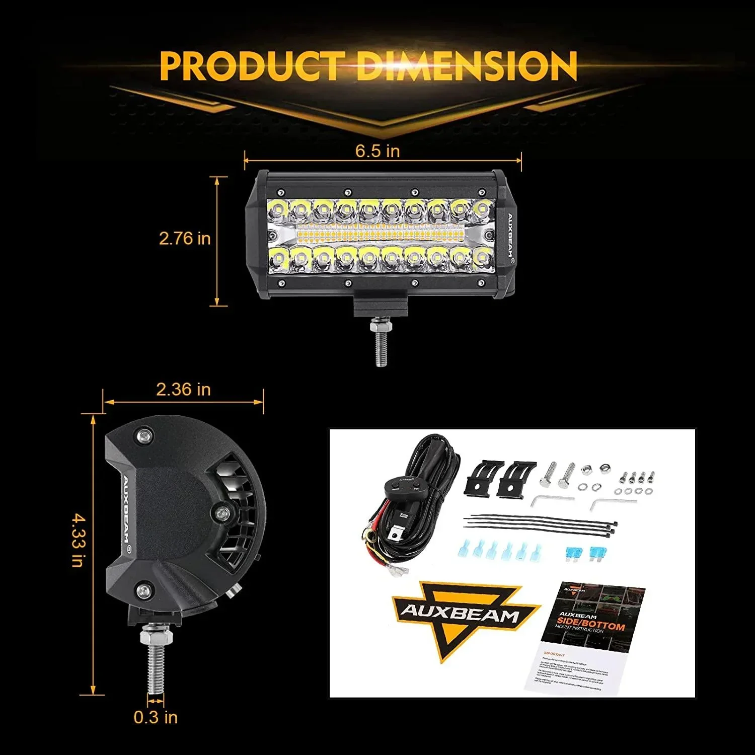 6 Modes Series 7 Inch 150W White&Amber LED Light Bar - Image 4