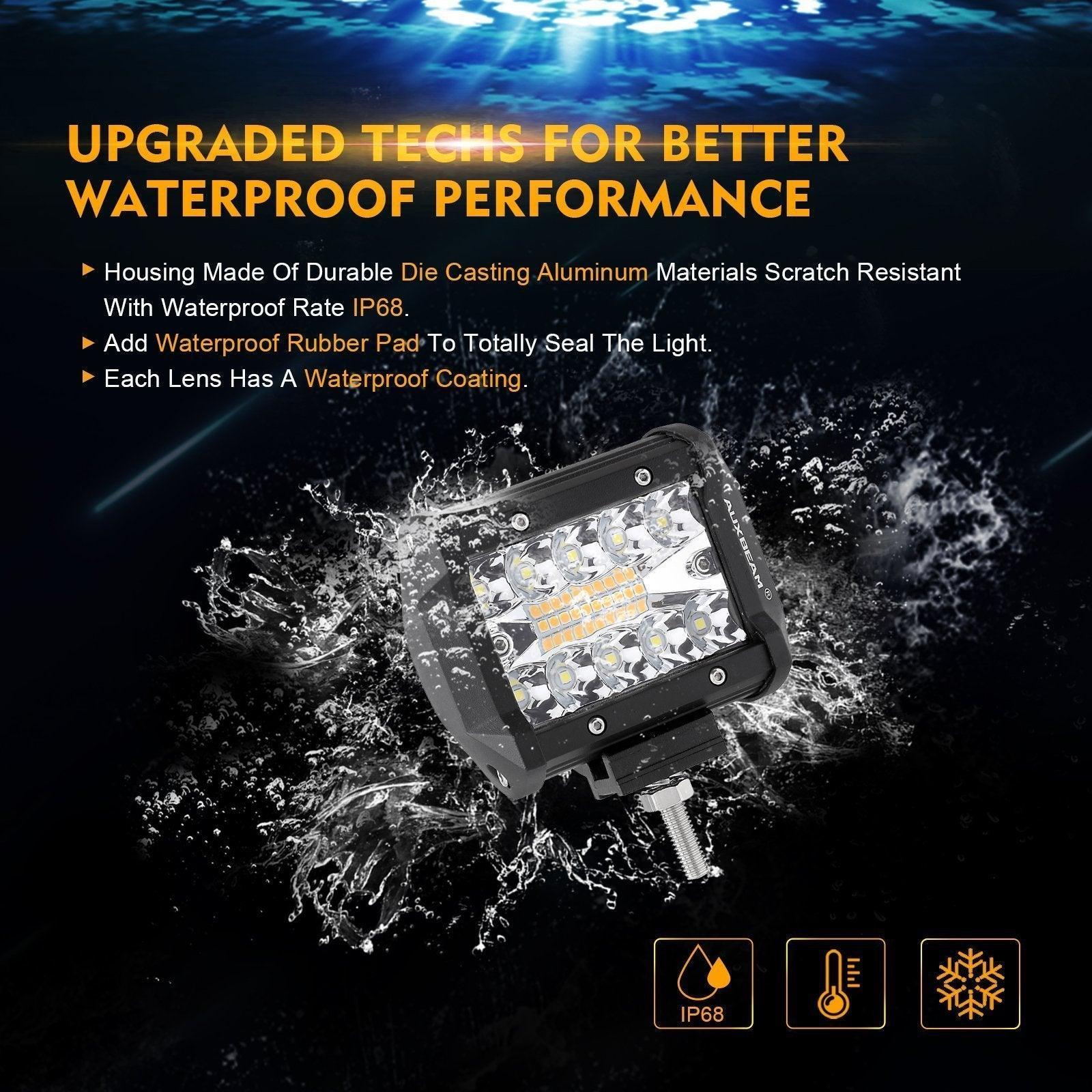 (2pcs/set) 4 inch 6 Modes White&Amber LED Working Light LED Pods with Wiring Harness for SUV ATV UTV Trucks Pickup Boat - Image 7
