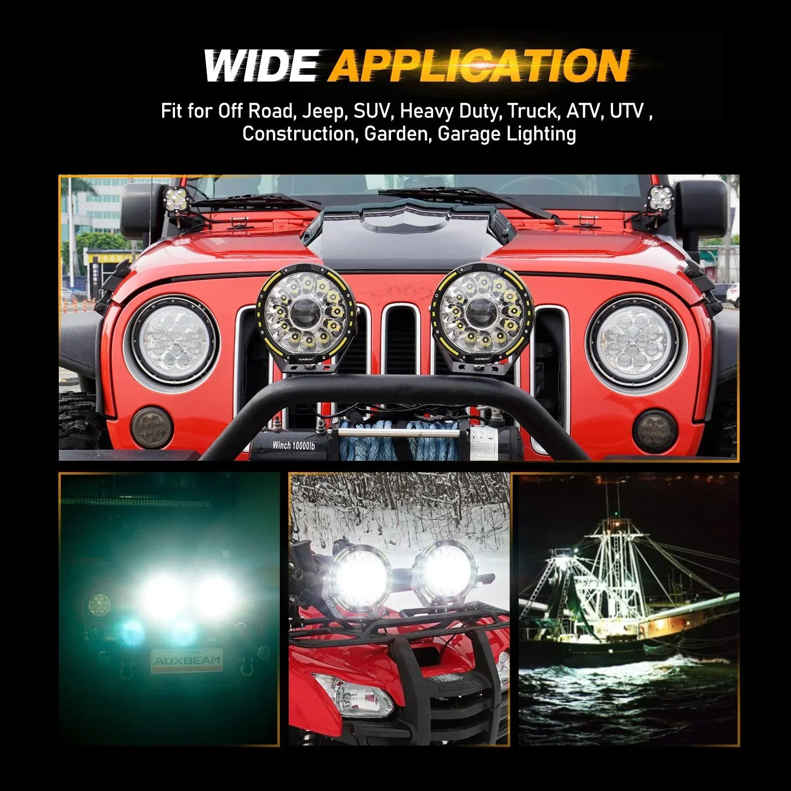 (2pcs/set) 7 Inch 230W 33332LM 360-PRO Series Custom Lens Offroad LED Driving Lights+Amber/Black Covers(Optional) for JEEP WRANGLER JL JK TJ - Image 11