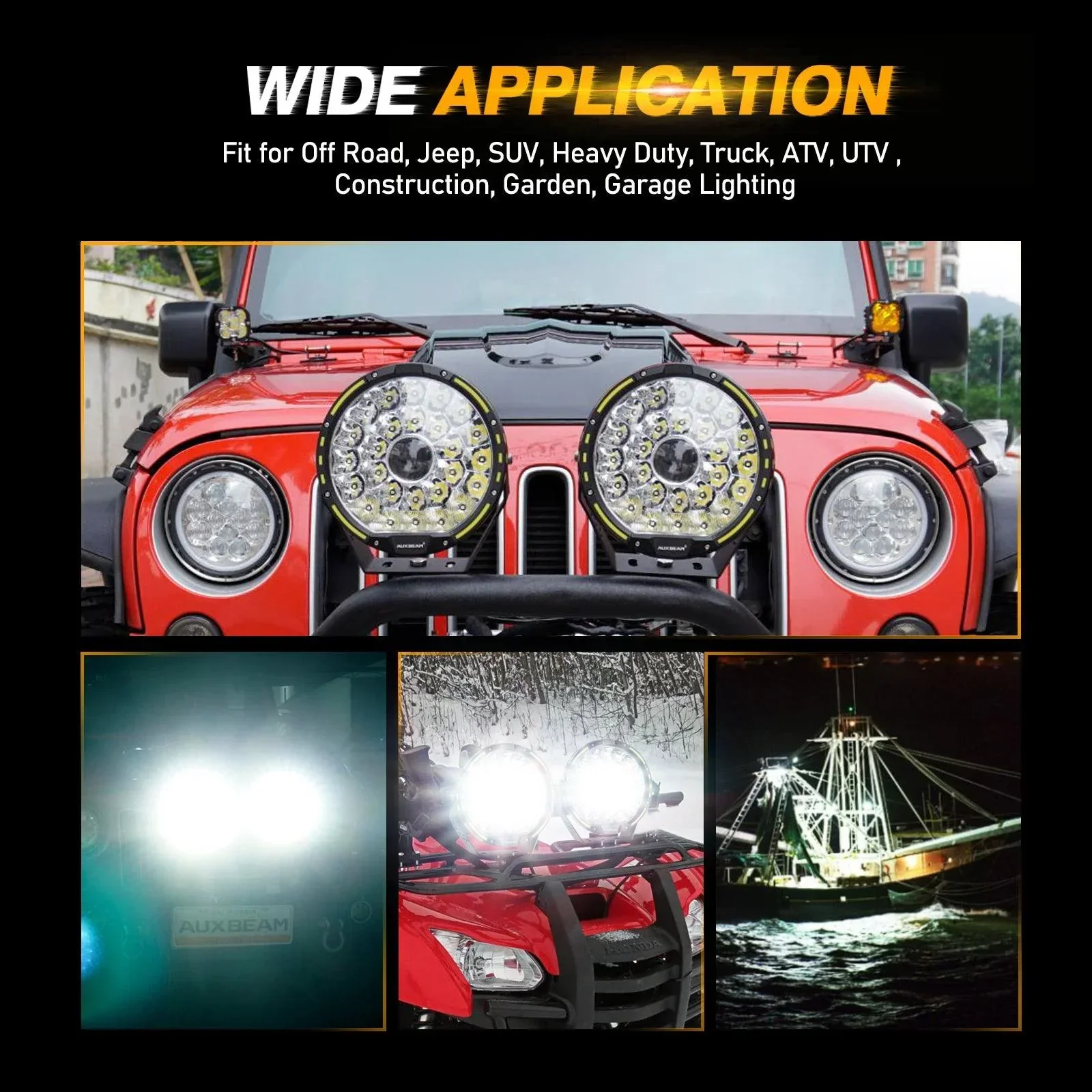 (2pcs/set) 9 INCH 270W 37776LM 360-PRO Series Custom Lens Offroad LED Driving Lights+Amber/Black Covers(Optional) for JEEP WRANGLER JL JK TJ - Image 6