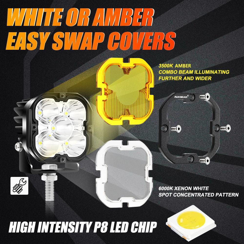 XP-ULTRA Series 3 Inch 80W 9600LM LED Pods Lights White&Amber - Image 5