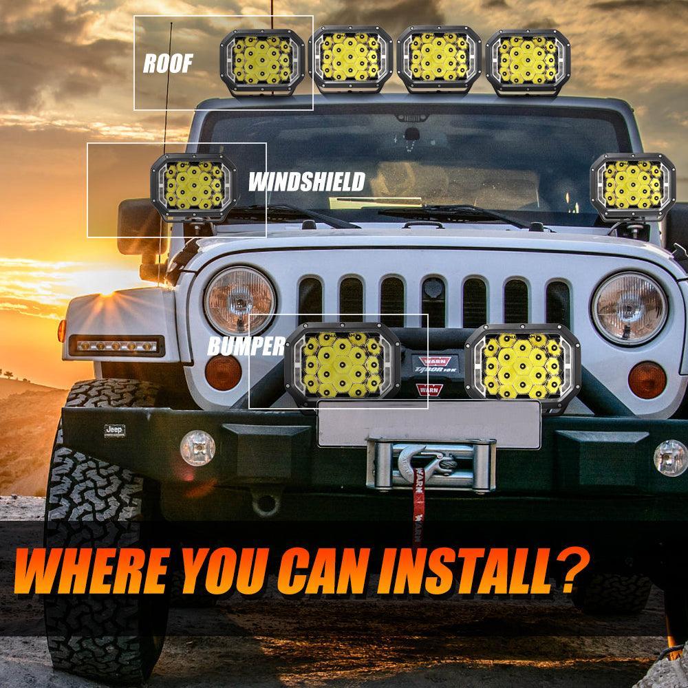 7x5 Inch Rectangle LED Pods White Spot Driving Lights with DRL - Image 3