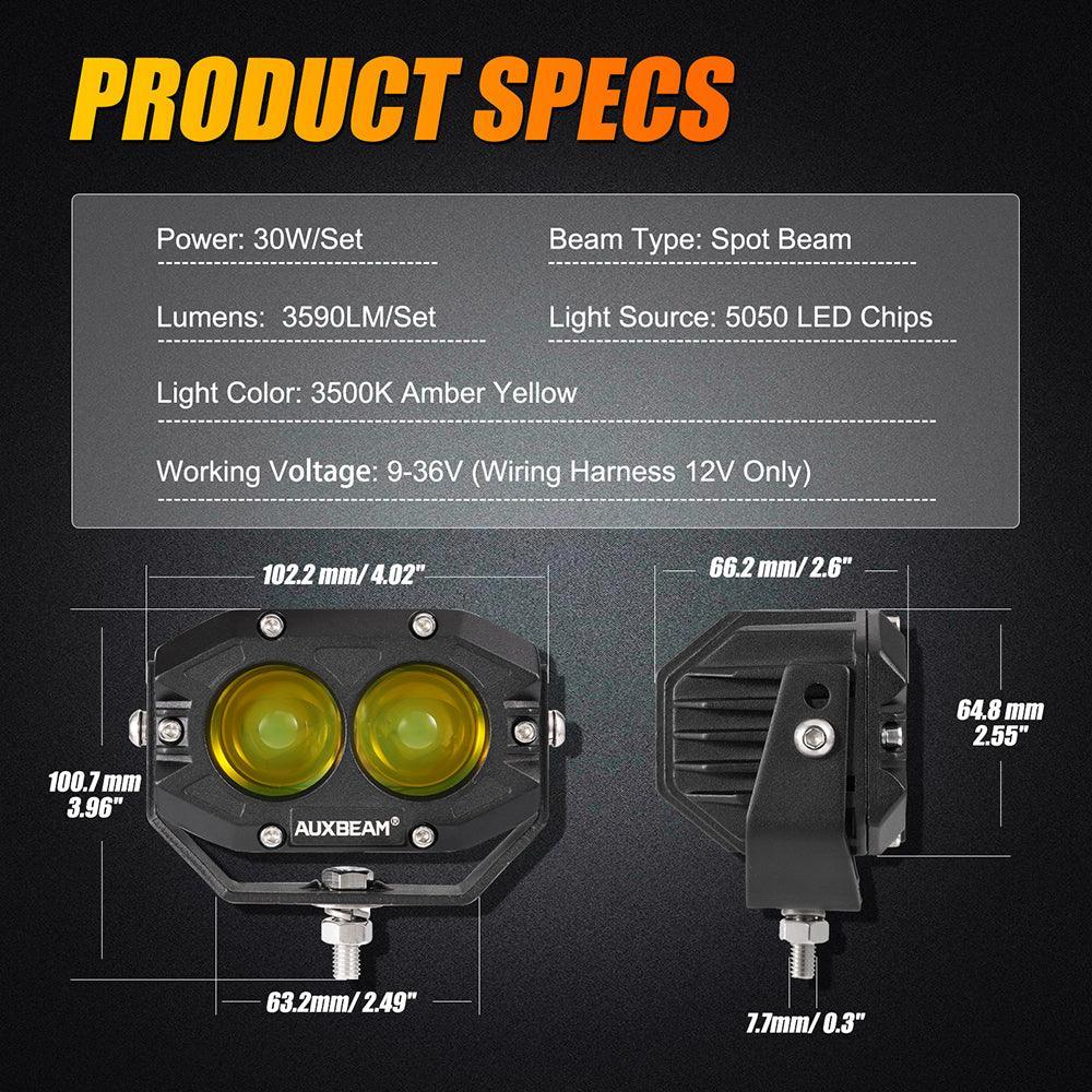 R4 Series | 4 Inch 60W LED Pods Amber Spot Driving Light - Image 3